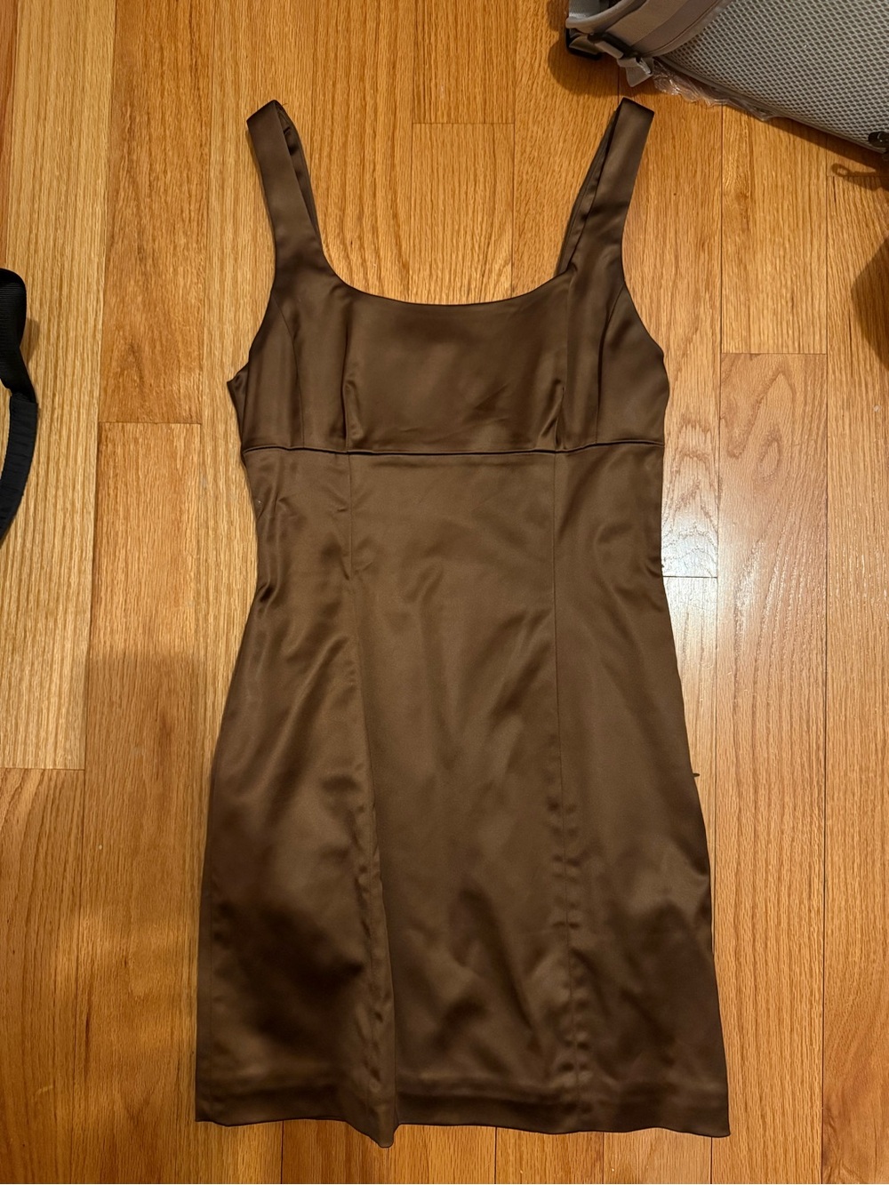 Aritzia Brown Satin Tank Dress